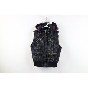 Vintage Y2K Babydoll Apple Bottoms Womens M Sleeveless Hooded Puffer Vest Jacket